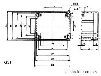 Boitier étanche en ABS 115 x 90 x 55mm