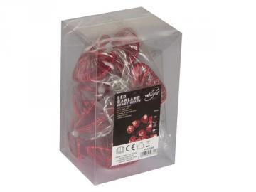 Guirlande led 10 boules métalliques en forme de coeur rouge XML24R