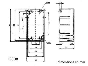 Boitier étanche en ABS 115 x 65 x 55mm