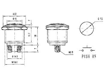 Bouton poussoir rond métallique