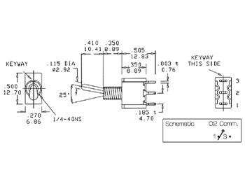 Inverseur unipolaire ON - OFF - ON vertical