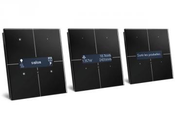 Module de commande en finition verre à écran oled et avec contrôleur de température, noir ou blanc au choix VMBGPO