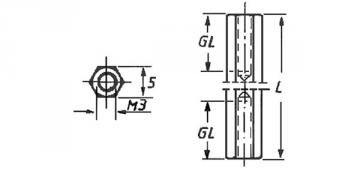 ENTRETOISE METALLIQUE FEMELLE - FEMELLE 15mm M3