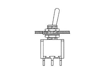 Inverseur unipolaire ON - OFF - (ON) astable d'un coté vertical