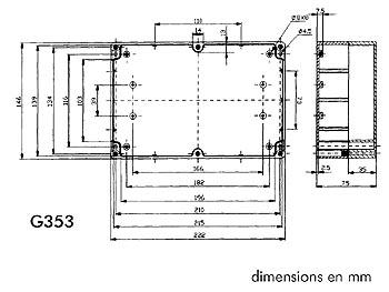 Boitier étanche en ABS 222 x 146 x 75mm