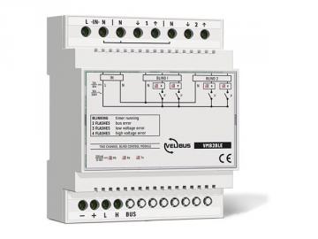 Module de pilotage volet roulant à 2 canaux avec possibilités étendues pour rail din VMB2BLE