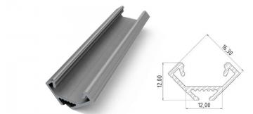 Profilé aluminium gris cornière hauteur 12mm 2m