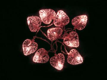 Guirlande led 10 boules métalliques en forme de coeur rouge XML24R