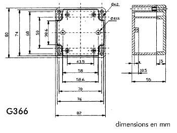 Boitier étanche en ABS 82 x 80 x 55mm