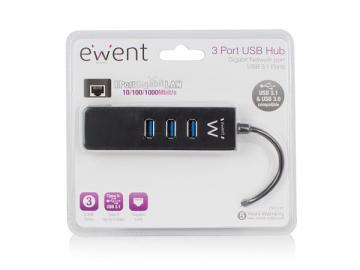 Hub USB 3.1 à 3 ports avec port ethernet Gigabit