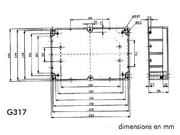 Boitier étanche en ABS 222 x 146 x 55mm