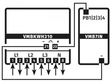 Compteur d'énergie triphasé pour rail din, 10 (100) a, connectable à vmb7in VMBKWH310